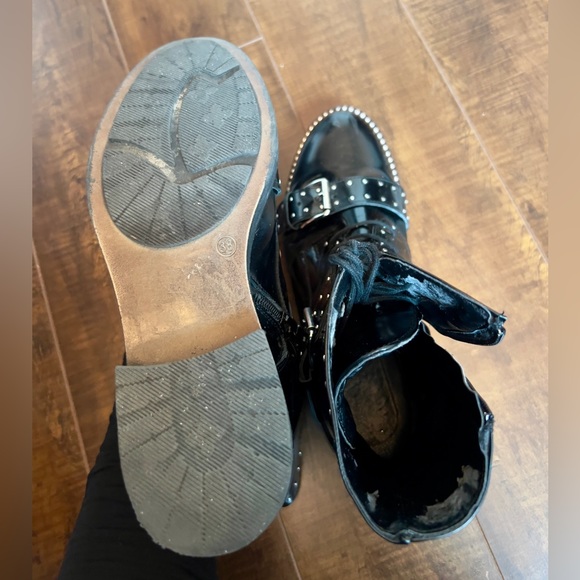 Browns B2B Black Leather Studded Buckle Boots - Picture 2 of 3